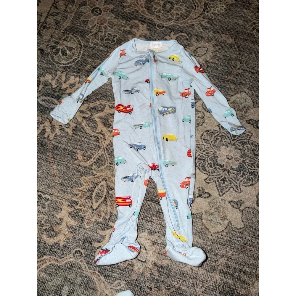 Angel Dear Bamboo Pajama Zippie Onesie Blue Cars